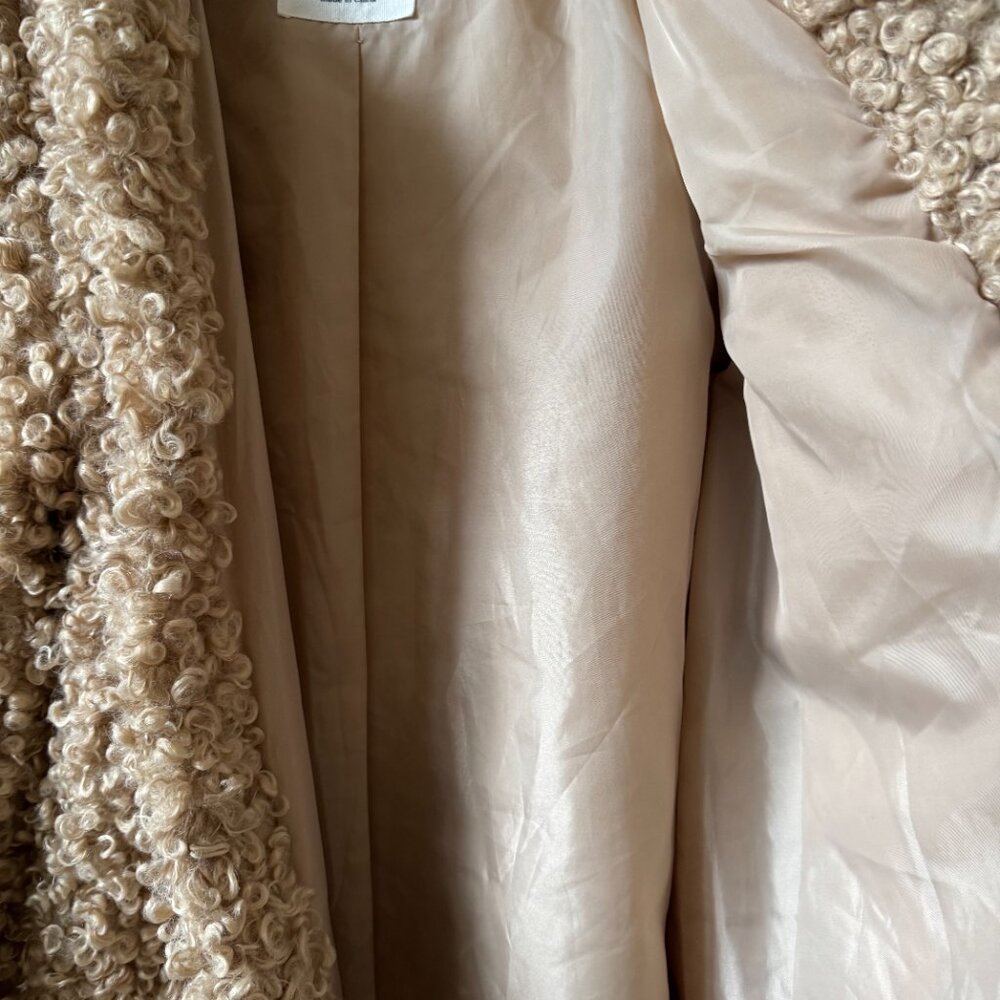 Zara Girls Sherpa Teddy Coat Camel Tan Furry Jacket Size 10 Minimalist Trend - Picture 10 of 14